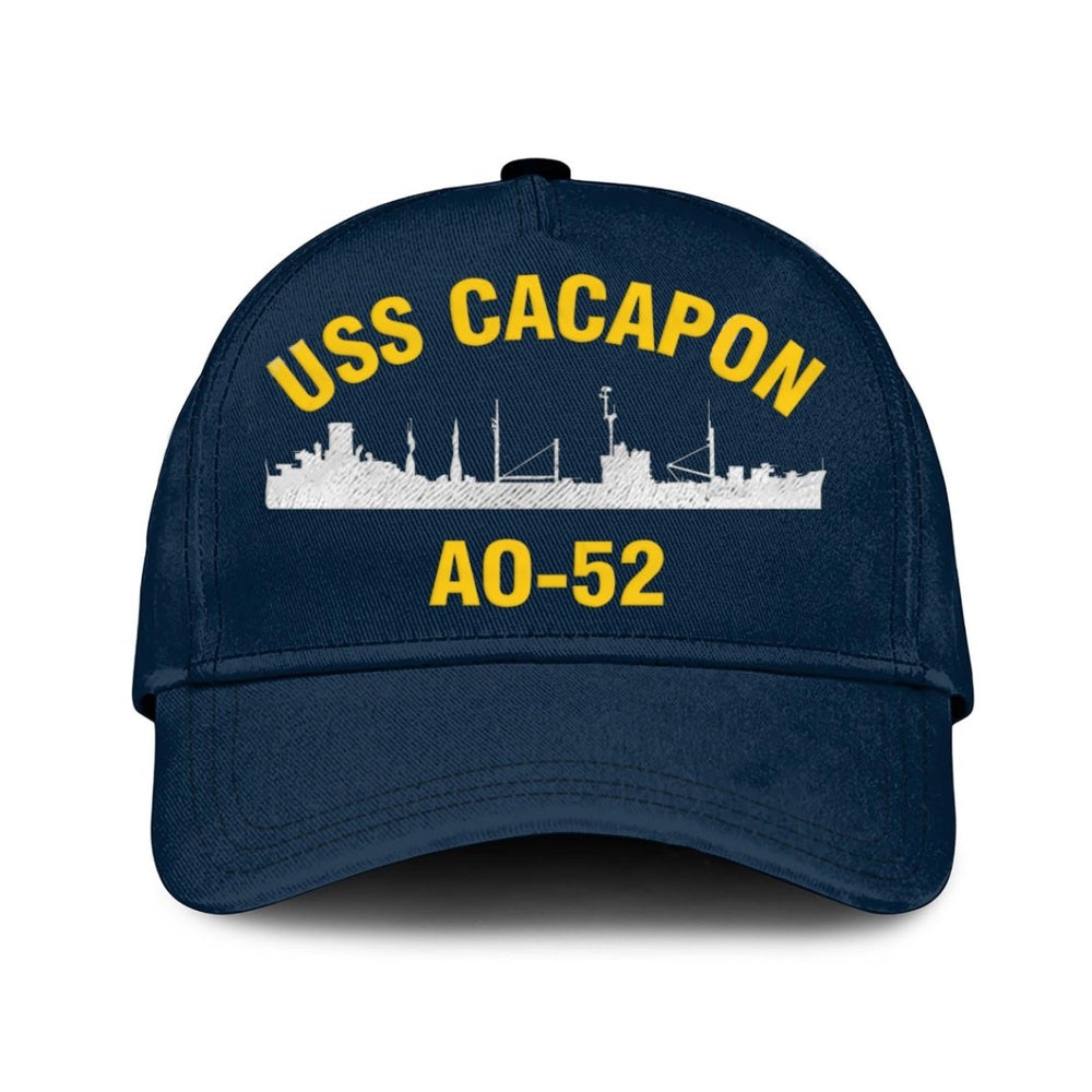 US Navy Ball Caps, Uss Cacapon Ao-52 Classic Baseball Cap, Custom Embroidered Us Navy Ships Classic Cap, Navy Veteran Ball Caps