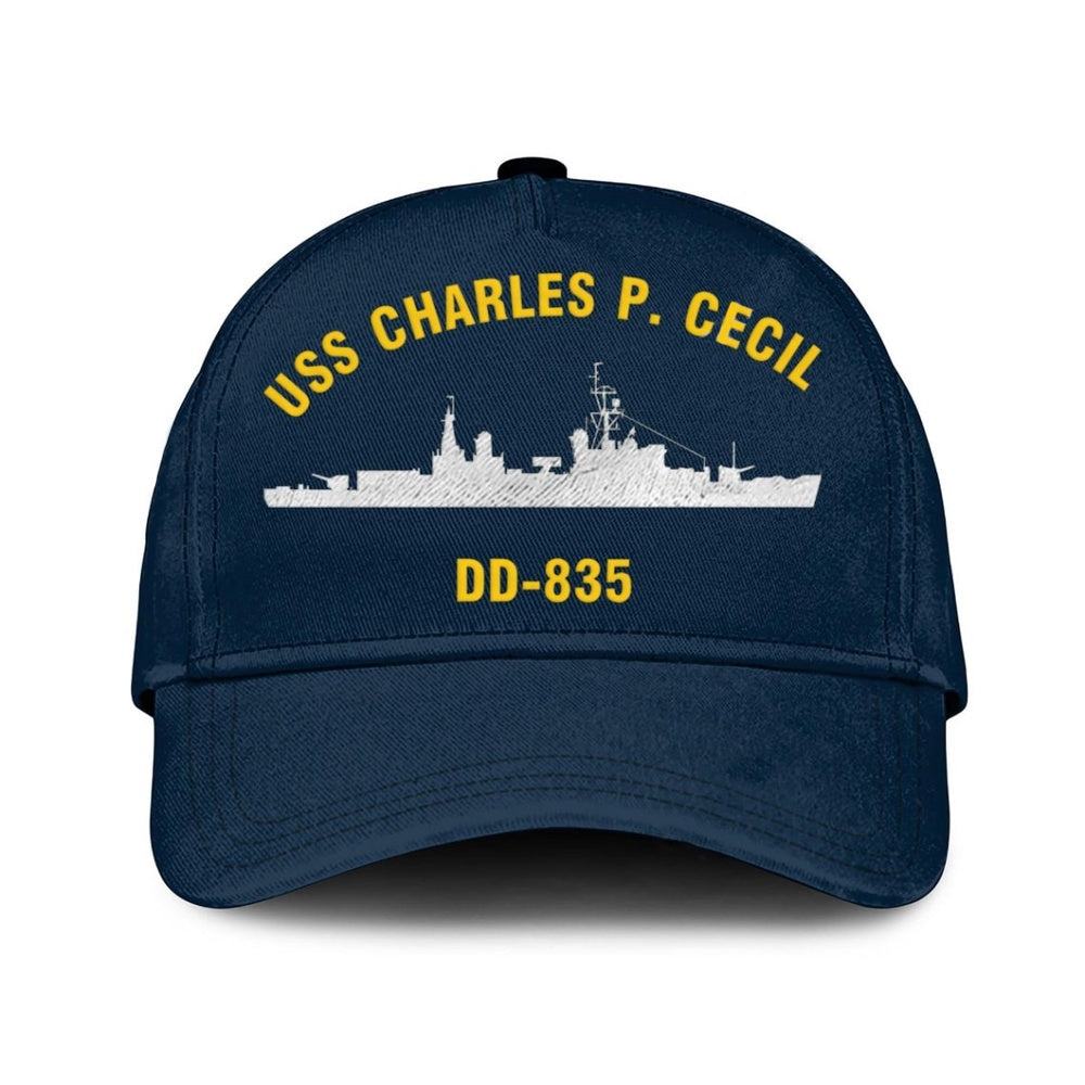 US Navy Ball Caps, Uss Charles P Cecil Dd-835 Classic Baseball Cap, Custom Embroidered Us Navy Ships Classic Cap, Navy Veteran Ball Caps