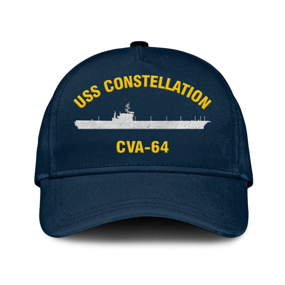 US Navy Ball Caps, Uss Constellation Cva-64 Classic Cap, Custom Embroidered Us Navy Ships Classic Baseball Cap, Navy Veteran Ball Caps