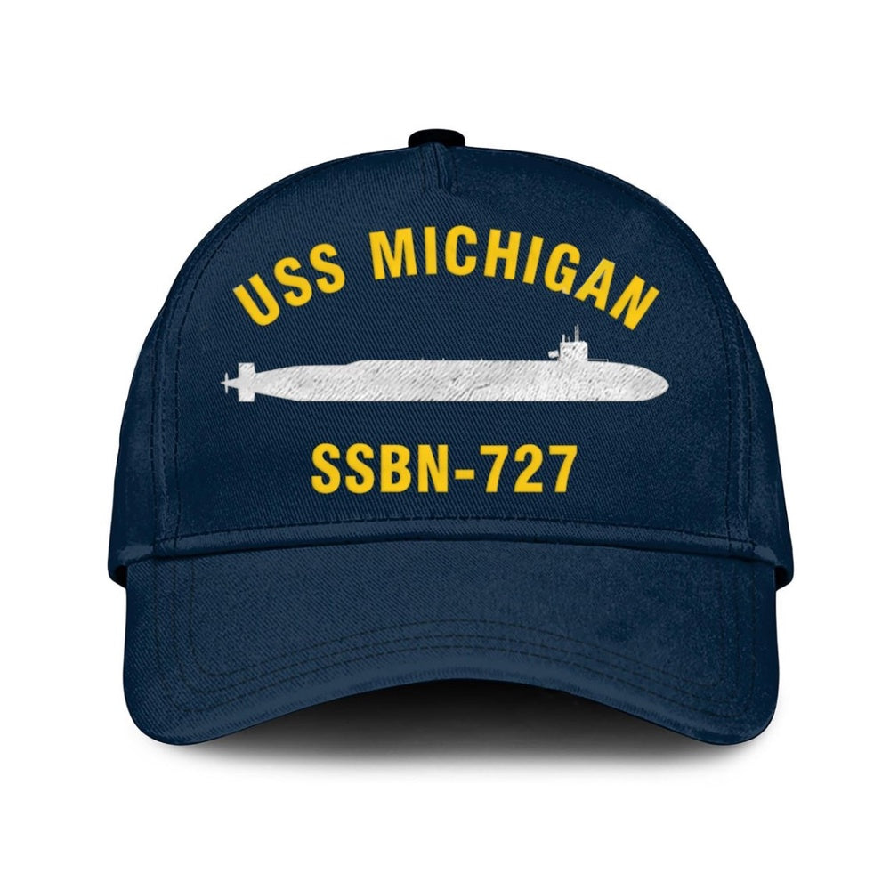 US Navy Ball Caps, Uss Michigan Ssbn-727 Classic Baseball Cap, Custom Embroidered Us Navy Ships Classic Cap, Navy Veteran Ball Caps