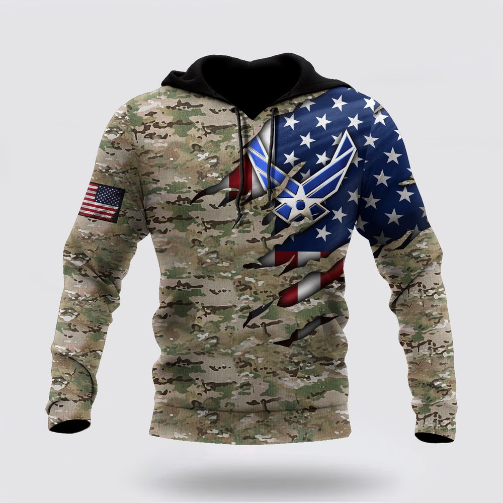 Us Air Force Hoodie, United States Air Force All Over Printed Unisex Hoodie