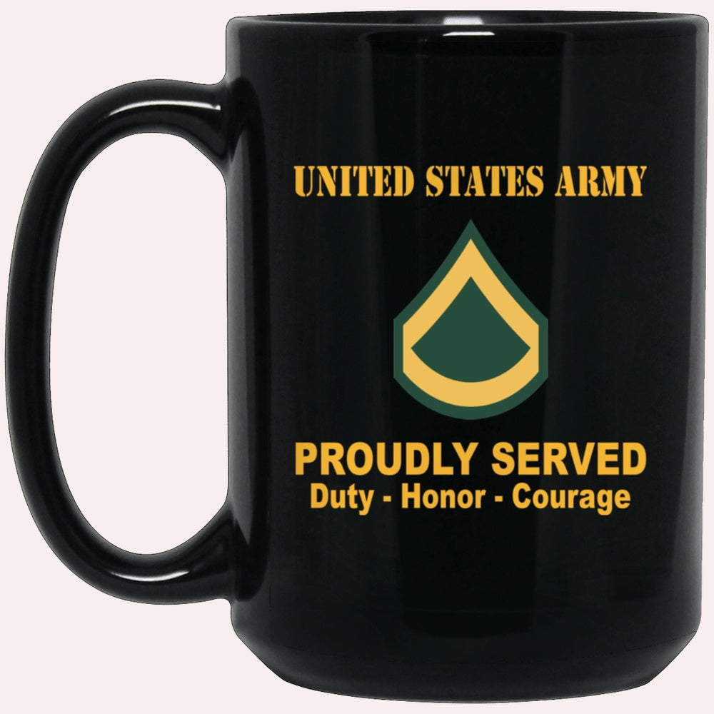 Us Army Mug, Veterans Mug, US Army E3 PFC E3 Private First Class Ranks Proudly Served Black Mug Black Mug