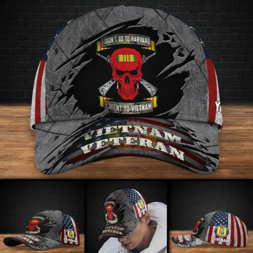 Us Navy Ball Caps, US Navy I Didn't Go To Harvard I Went To Vietnam Vietnam Veteran Hat Cap, Custom Cap