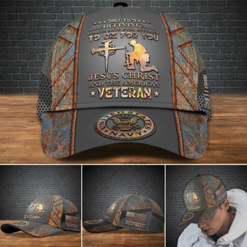 Us Navy Ball Caps, US Navy Military Veteran Ranks Cap, Custom Cap Jesus Christ And The American
