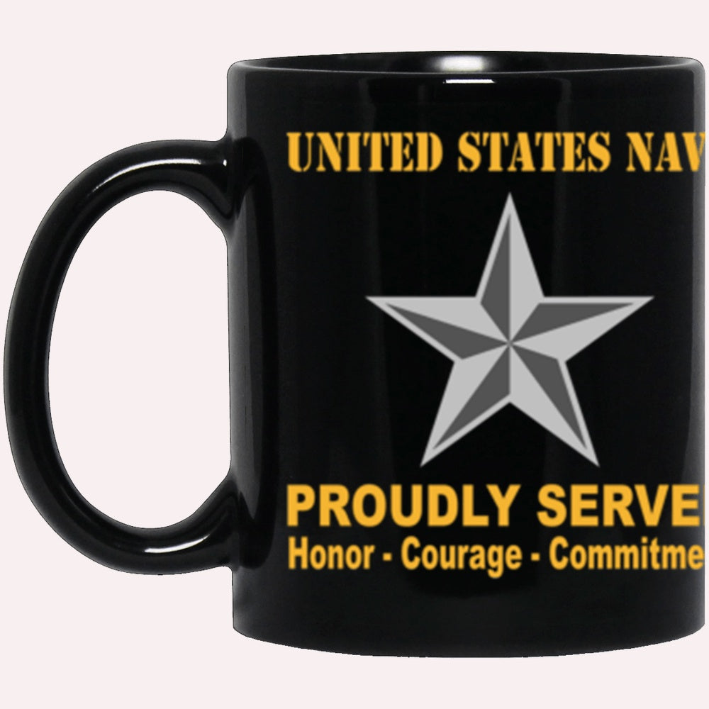 Us Navy Coffee Mugs, US Navy O-7 Rear Admiral Lower Half O7 RDML Flag Officer Ranks Proudly Served Core Values Black Mug