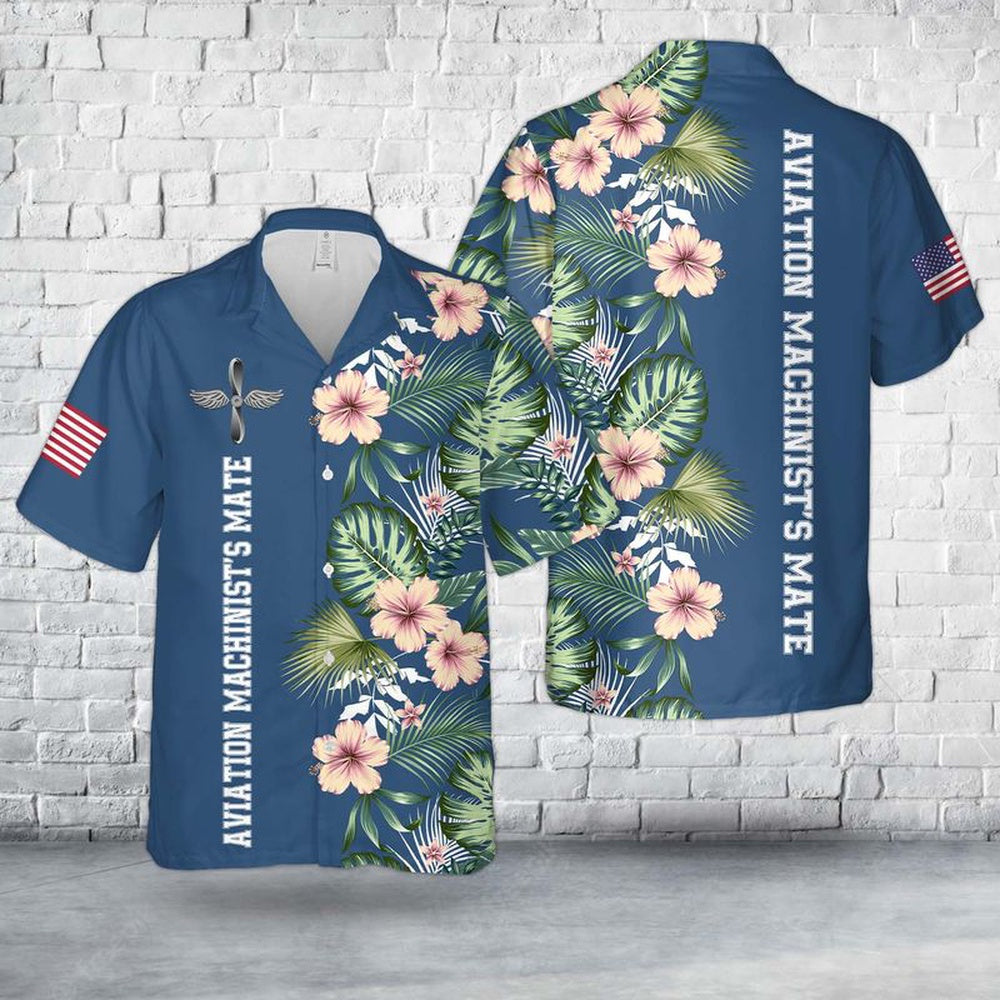 Us Navy Hawaiian Shirt, US Navy Aviation Machinist's Mate Hawaiian Shirt, Military Hawaiian Shirt