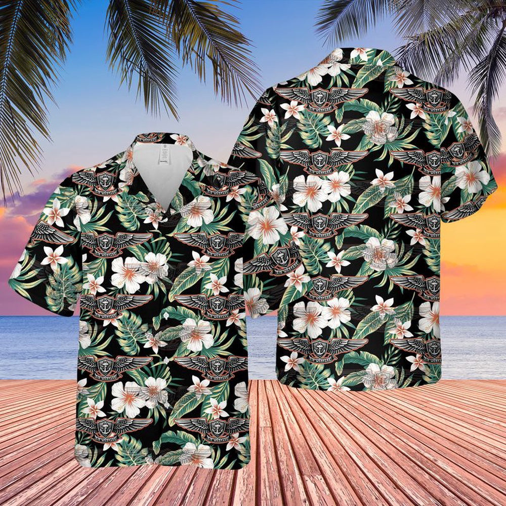 Us Navy Hawaiian Shirt, US Navy Enlisted Aviation Warfare Specialist Hawaiian Shirt, Military Hawaiian Shirt