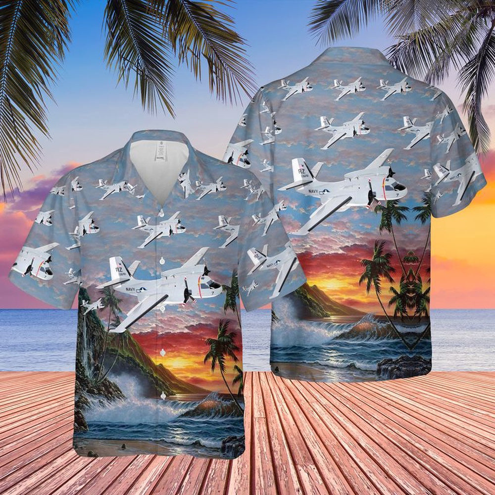 Us Navy Hawaiian Shirt, US Navy Grumman C-1A Trader Of VR-21 Hawaiian Shirt, Military Hawaiian Shirt