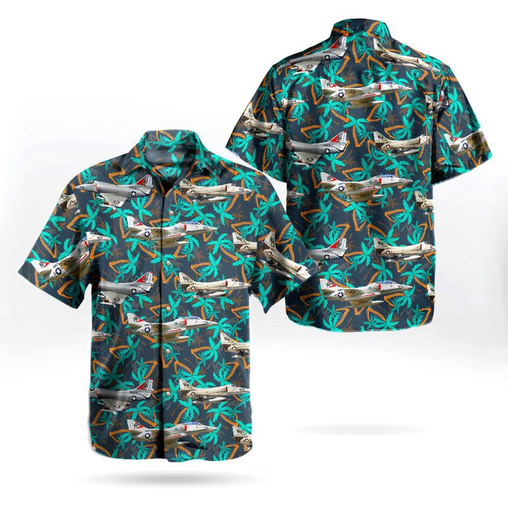 Us Navy Hawaiian Shirt, US Navy Historical Aircraft Douglas A-4 Skyhawk Hawaiian Shirt, Military Hawaiian Shirt