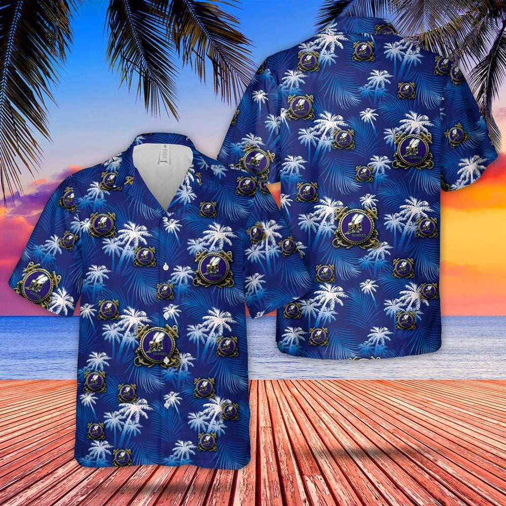 Us Navy Hawaiian Shirt, US Navy Seabee with Anchor Hawaiian Shirt, Military Hawaiian Shirt