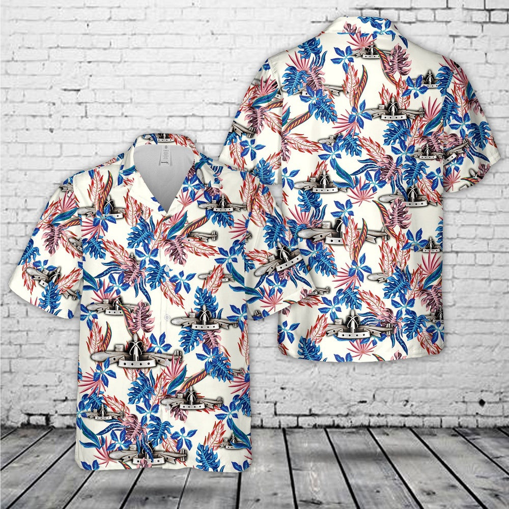 Us Navy Hawaiian Shirt, US Navy Silver SSBN Deterrent Patrol insignia Hawaiian Shirt, Military Hawaiian Shirt