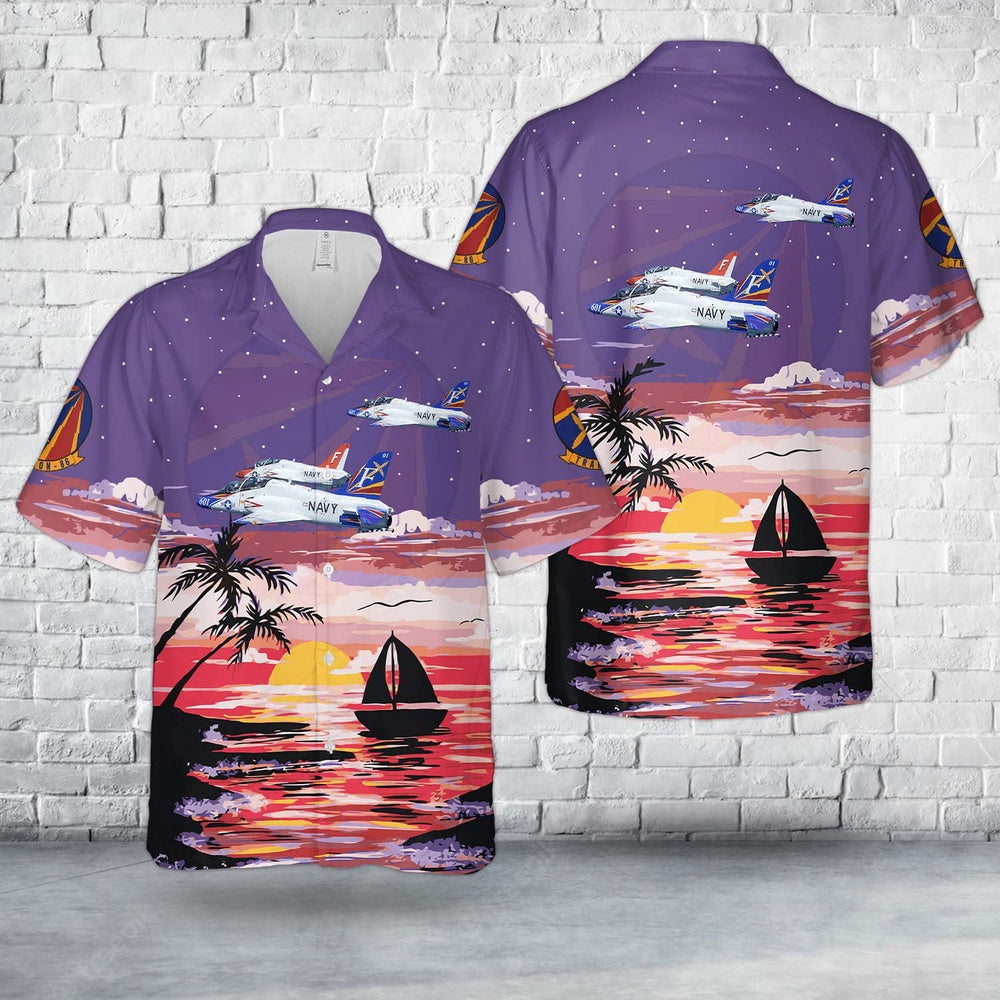 Us Navy Hawaiian Shirt, US Navy Training Squadron EIGHT SIX (VT-86) Sabrehawks T-45C Goshawk Hawaiian Shirt