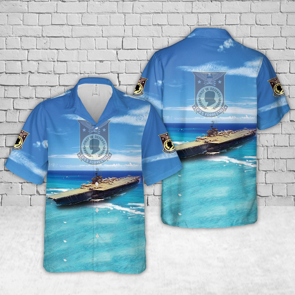 Us Navy Hawaiian Shirt, US Navy USS Forrestal (CVA-59) Hawaiian Shirt, Military Hawaiian Shirt