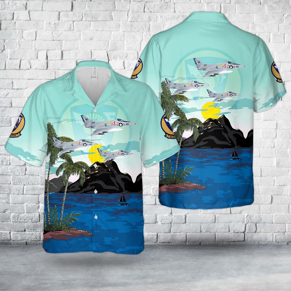 Us Navy Hawaiian Shirt, US Navy VA-106 Gladiators A-4C (1969) Hawaiian Shirt, Military Hawaiian Shirt
