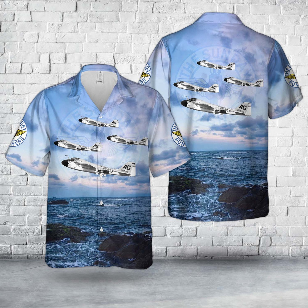 Us Navy Hawaiian Shirt, US Navy VA-75 Sunday Punchers A-6A Intruder BuNo 151592, AG-504 Hawaiian Shirt, Military Hawaiian Shirt