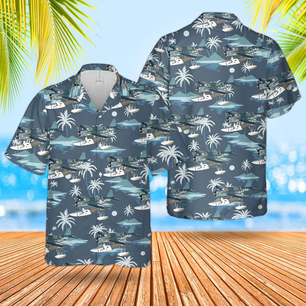 Us Navy Hawaiian Shirt, US Navy Vought OS2U Kingfisher Hawaiian Shirt, Military Hawaiian Shirt