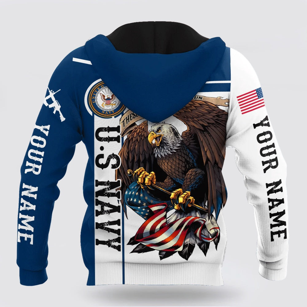 Us Navy Hoodie, Custom Name Us Navy Veteran 3D Printed Hoodie Proud Military