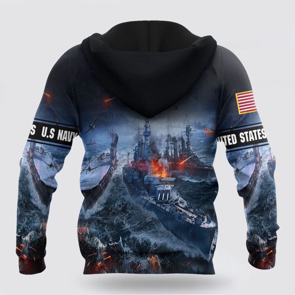 Us Navy Hoodie, US Navy Veteran All Over Printed Unisex Hoodie