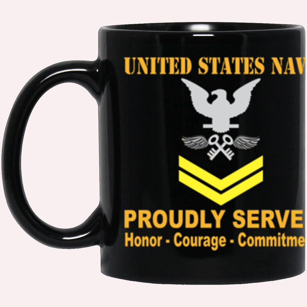 Us Navy Mug, Veterans Mug, US Navy Aviation Storekeeper Navy AK E-5 Gold Stripe Black Mug, Military Coffee Mugs, Us Navy Coffee Mugs