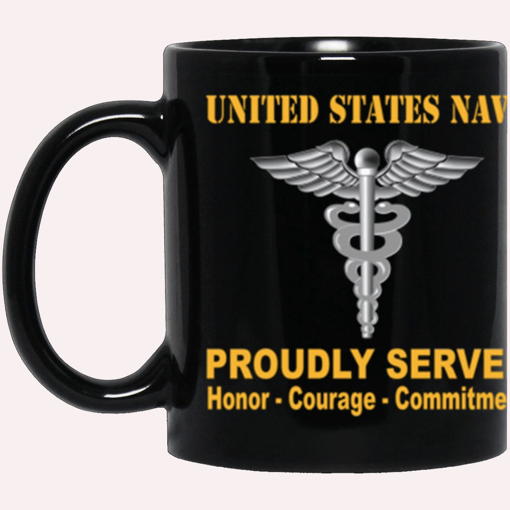 Us Navy Mug, Veterans Mug, US Navy Hospital Corpsman Navy HM Proudly Served Core Values Black Mug, Military Coffee Mugs, Us Navy Coffee Mugs