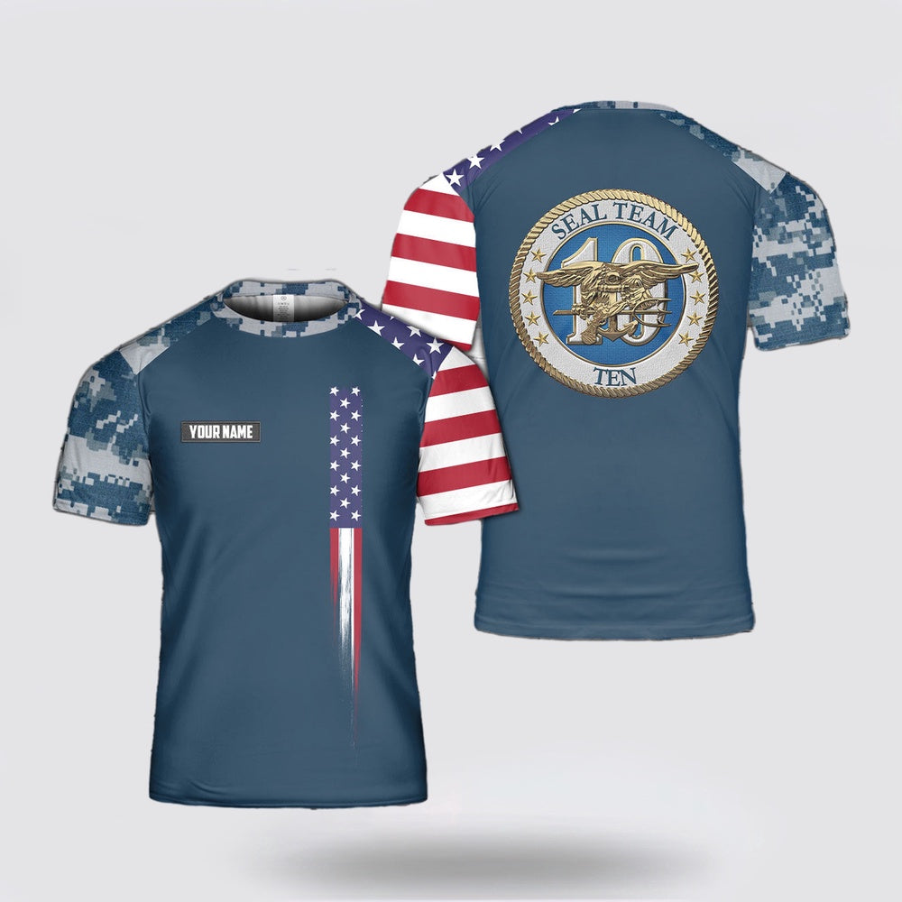 Us Navy T Shirt, Custom US Navy SEAL Team 10 3D T Shirt, Navy Military Shirts
