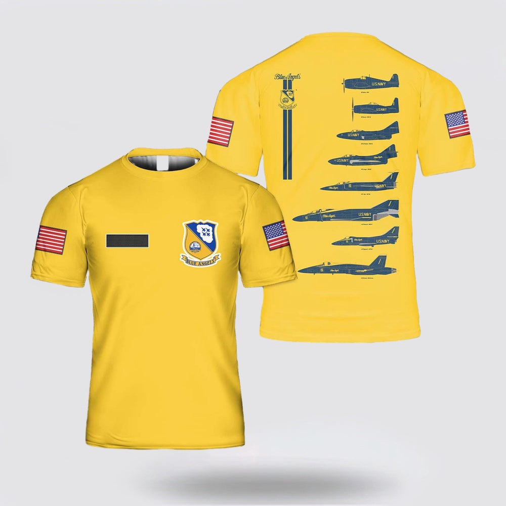 Us Navy T Shirt, Personalized US Navy Blue Angels History 3D T Shirt, Navy Military Shirts