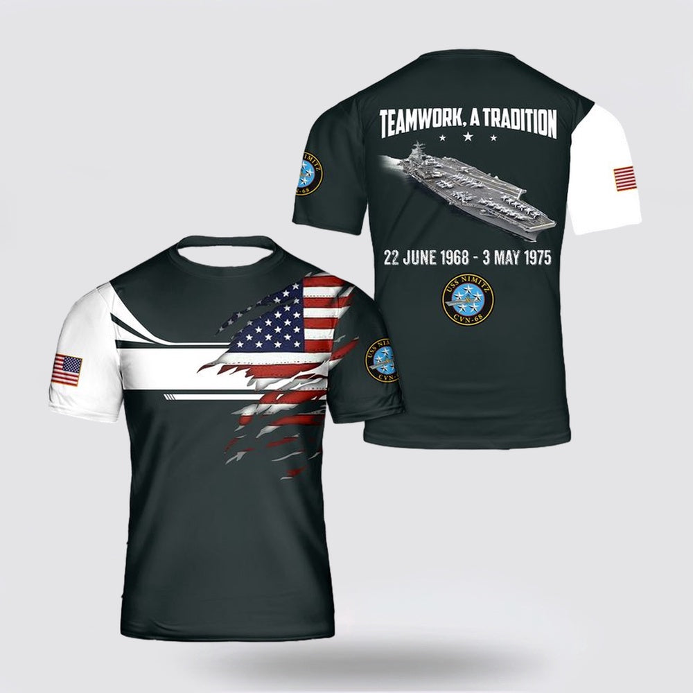 Us Navy T Shirt, US Navy USS Nimitz (CVN-68) 3D T Shirt, Navy Military Shirts