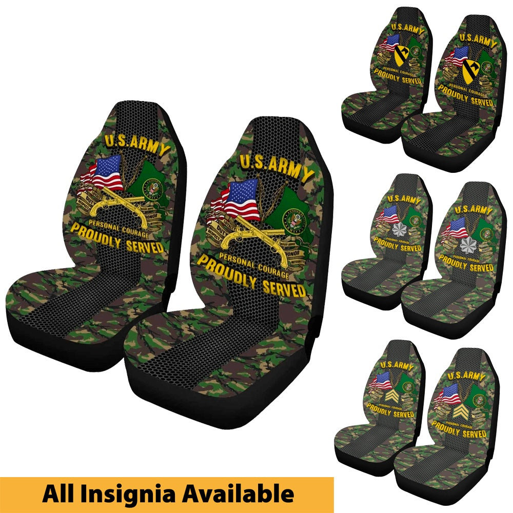 Us Seat Covers, US Army Insignia Proudly Served Core Values Car Seat Covers, Military Car Seat Covers