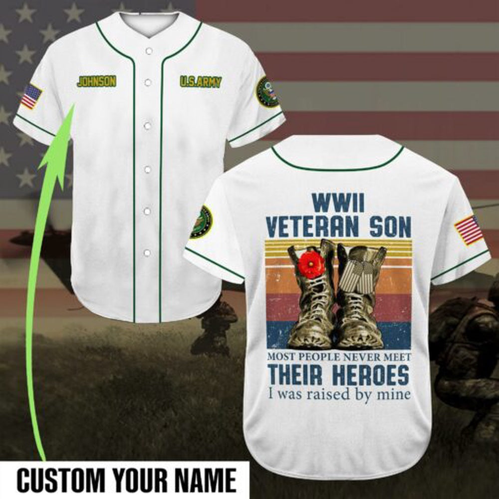 Veteran Baseball Jersey, Custom Baseball Shirt United States Army Veteran DH50 All Over Printed