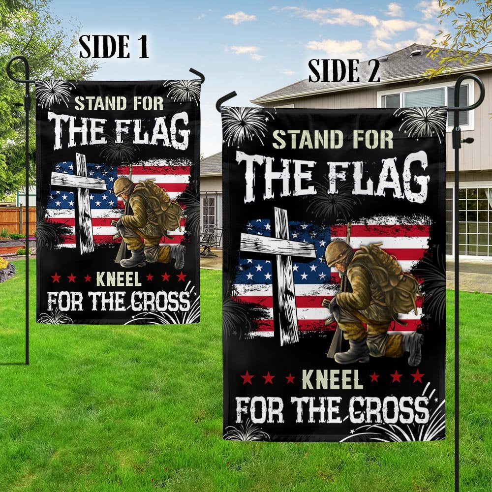 Veteran Flag, God Veteran StAnd For The Flag Kneel For The Cross Flag