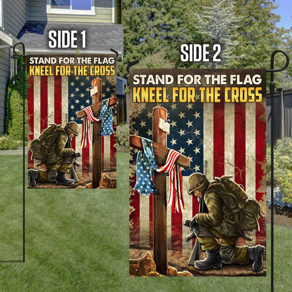 Veteran Flag, Veteran Kneeling Cross American Flag StAnd For The Flag Kneel For The Cross