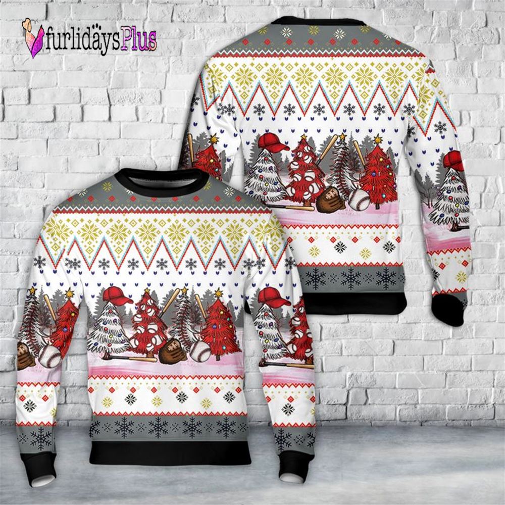 Veteran Sweater, Baseball Christmas Trees Sweater