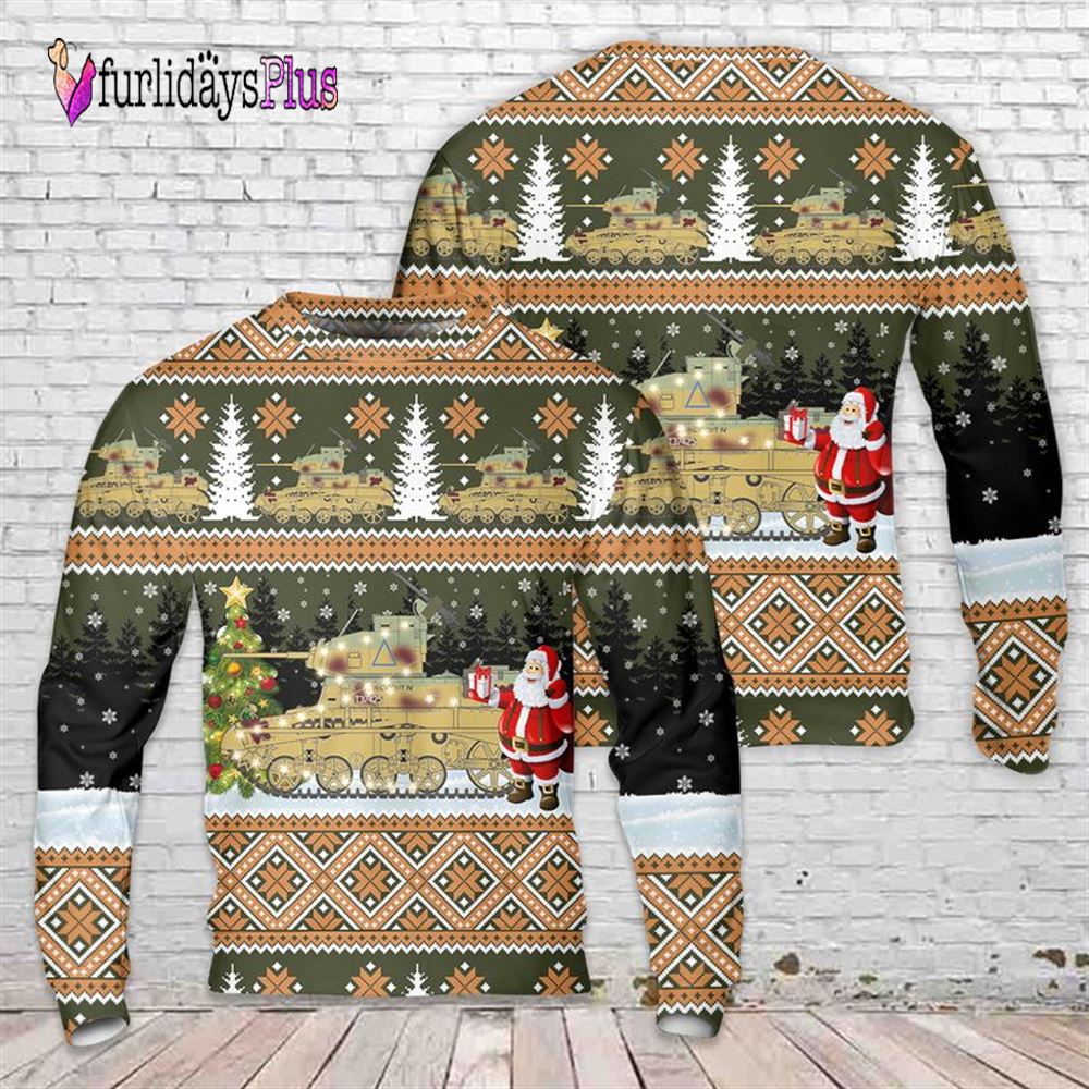Veteran Sweater, British Army M3 Stuart Honey Connecticut IV A Squadron, 5th Royal Tank Regiment, 7th Armoured Division Christmas Sweater