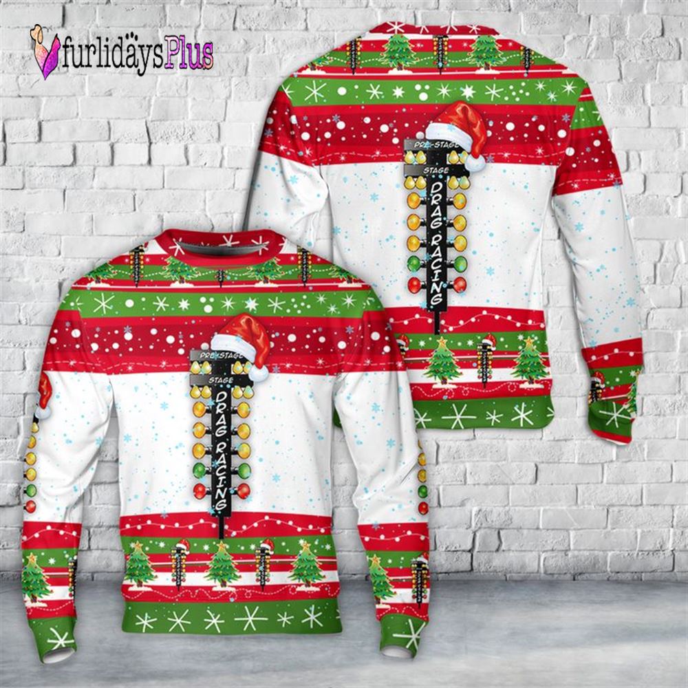 Veteran Sweater, Drag Racing Christmas Tree AOP Sweater