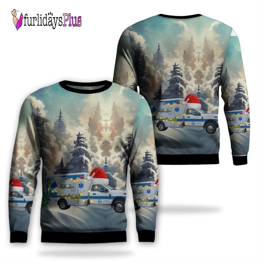 Veteran Sweater, Gallatin, Tennessee, Sumner County EMS Christmas AOP Ugly Sweater