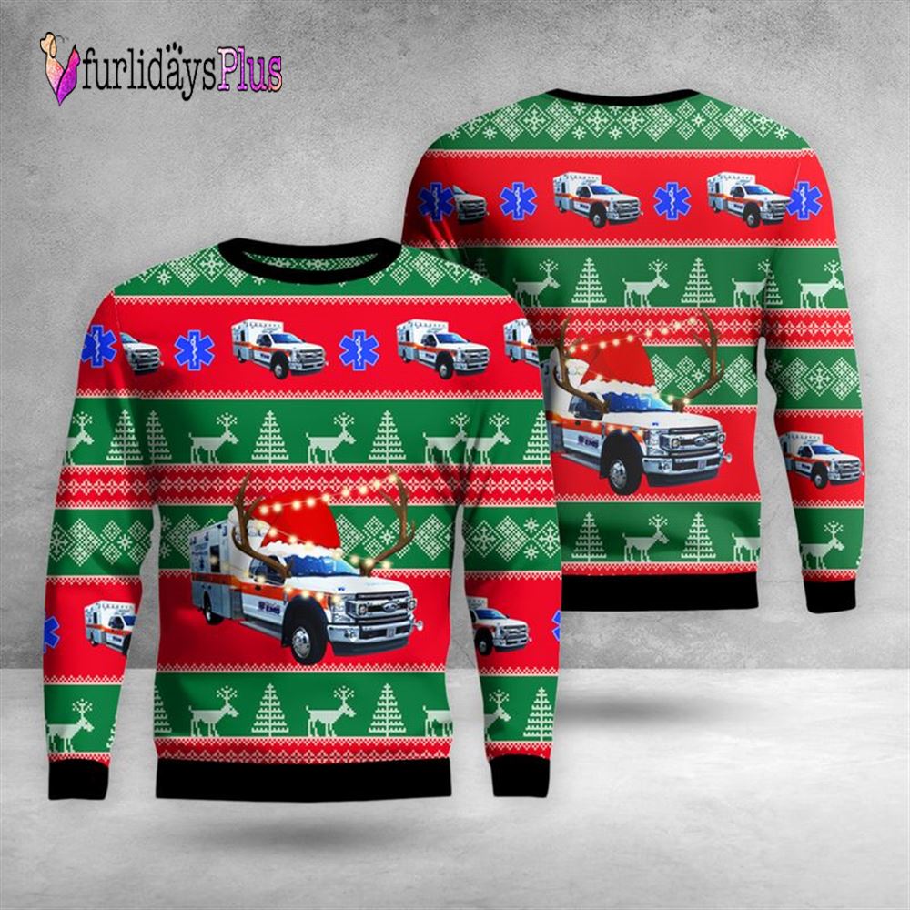 Veteran Sweater, Springfield, Tennessee, Robertson County EMS Christmas AOP Ugly Sweater