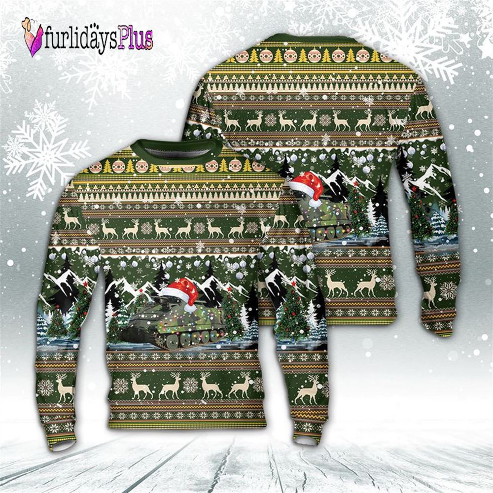 Veteran Sweater, Swedish Army Pansarbandvagn 302 (Pbv 302) Christmas AOP Sweater