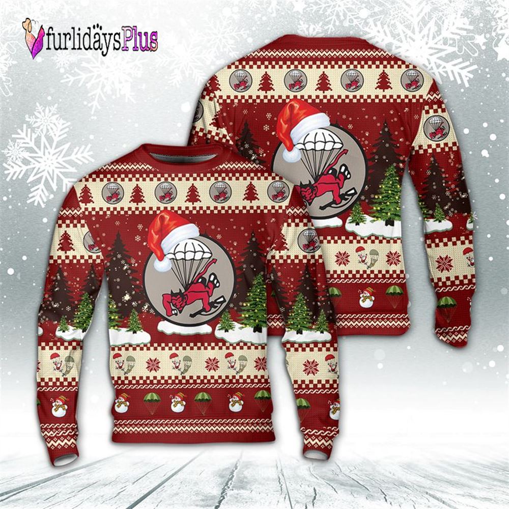 Veteran Sweater, US Army Airborne WW2 508th Parachute Infantry Regiment (508th PIR) Christmas Sweater