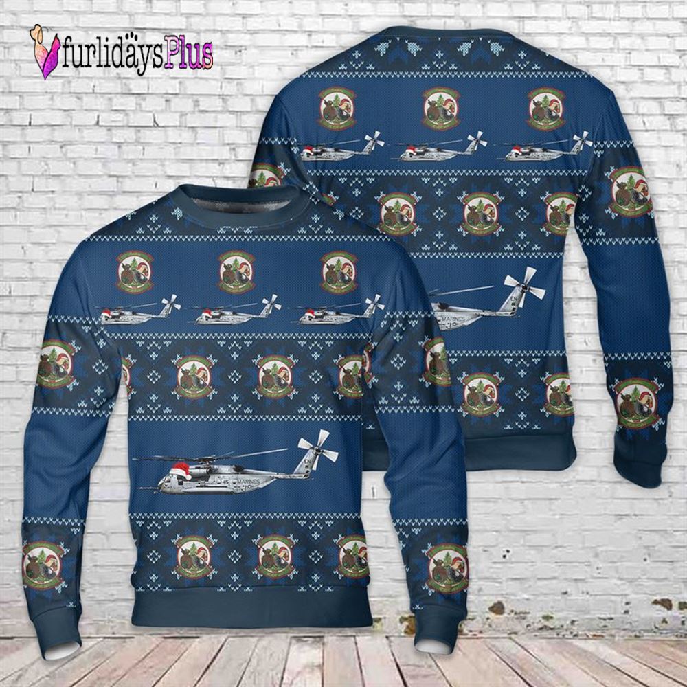 Veteran Sweater, US Marine Corps CH 53E Super Stallion HMH 464 Condors Christmas Sweater