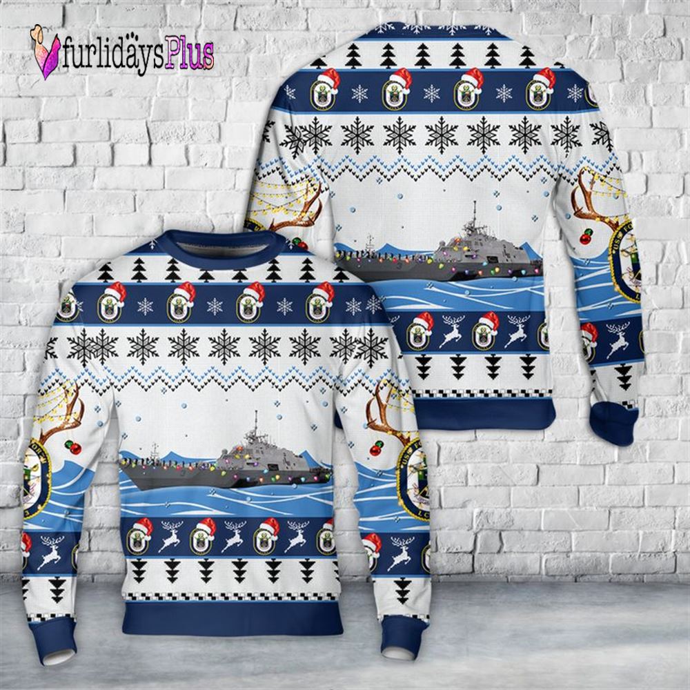 Veteran Sweater, US Navy USS Fort Worth (LCS 3) Christmas AOP Sweater
