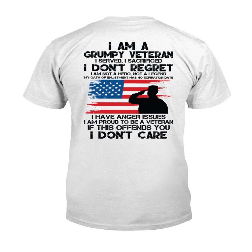 Veteran Tee Shirts, I Am A Grumpy Old Veteran I Served I Sacrificed American Flag T-Shirt, Veterans Day Shirts