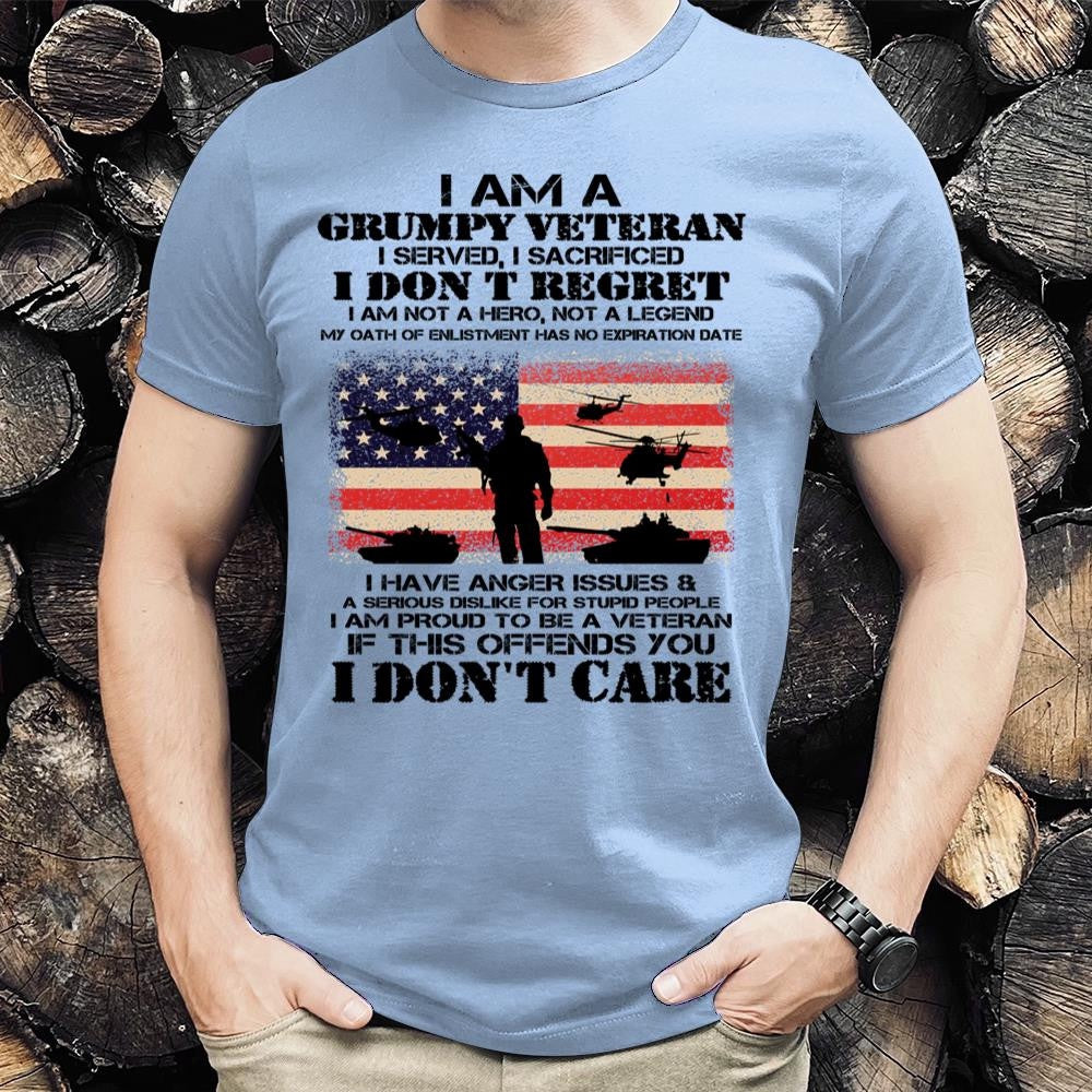 Veteran Tee Shirts, I Am A Grumpy Veteran I Don't Care Veteran T-Shirt L29523, Veterans Day Shirts