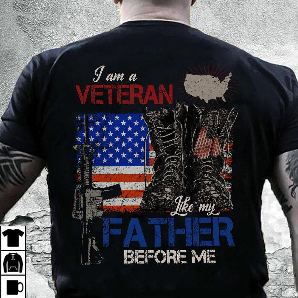 Veteran Tee Shirts, I Am A Veteran Like My Father Before Me Combat Boots T-Shirt, Veterans Day Shirts
