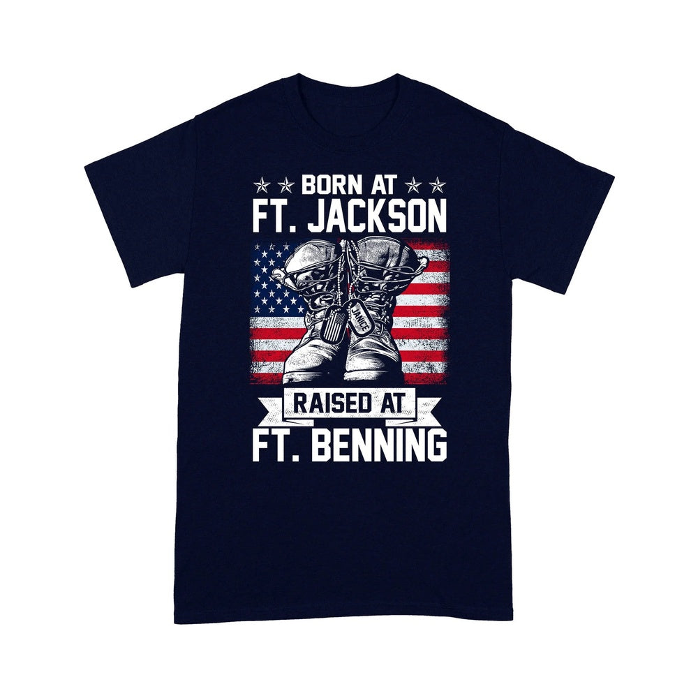 Veteran Tee Shirts, Personalized Veteran Shirt Born At Ft. Jackson Raised At Ft. Benning Personalized Gift T-Shirt, Veterans Day Shirts