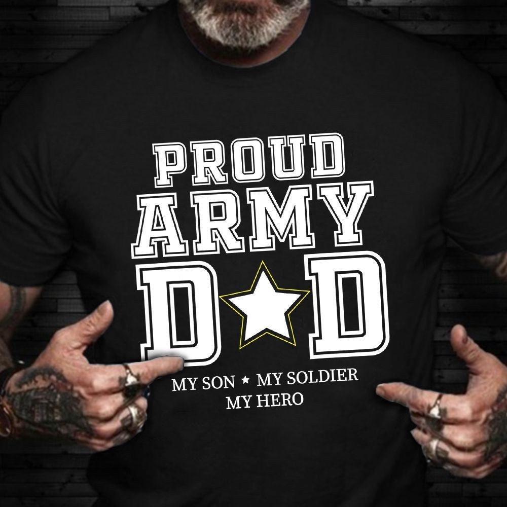 Veteran Tee Shirts, Proud Army Dad T-Shirt My Son My Soldier My Hero American Patriot Shirts Veterans Day Gift, Veterans Day Shirts