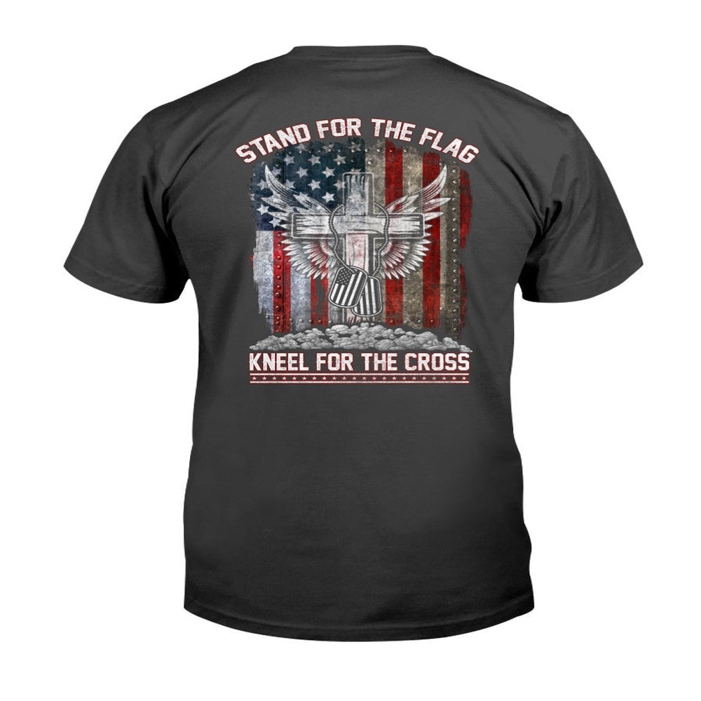 Veteran Tee Shirts, Stand For The Flag Kneel For The Cross Premium T-Shirt, Veterans Day Shirts