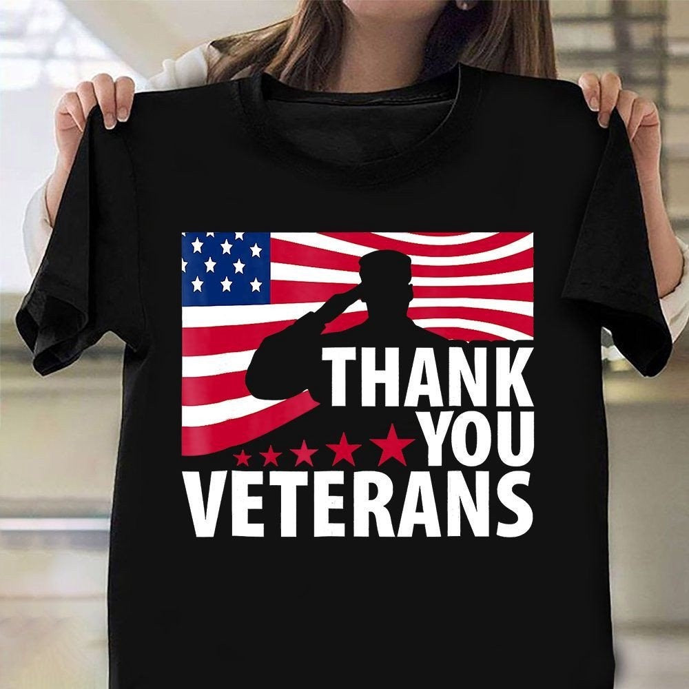 Veteran Tee Shirts, Thank You Veteran Shirt Honoring American Army T-Shirt Veterans Day Gifts For Employees, Veterans Day Shirts