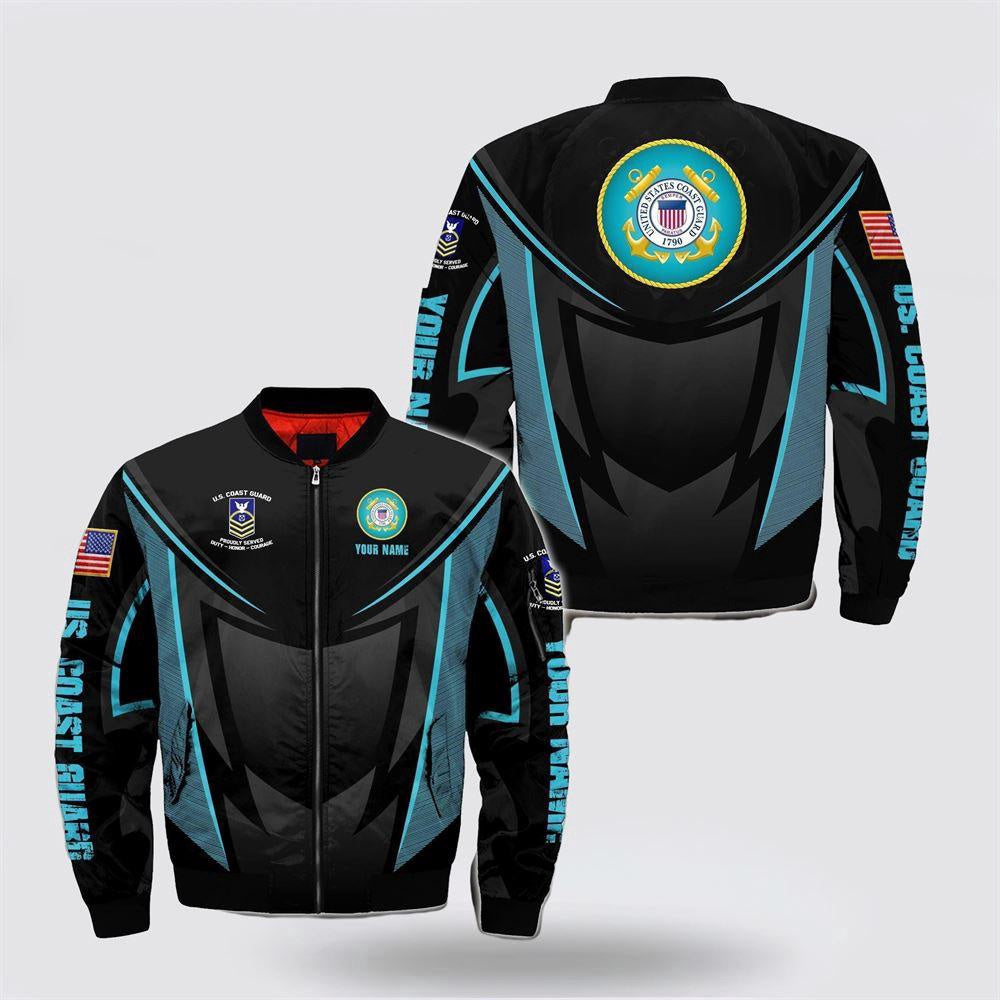 Veterans Bomber Jacket, Personalized Name United States Coast Guard Bomber Jacket