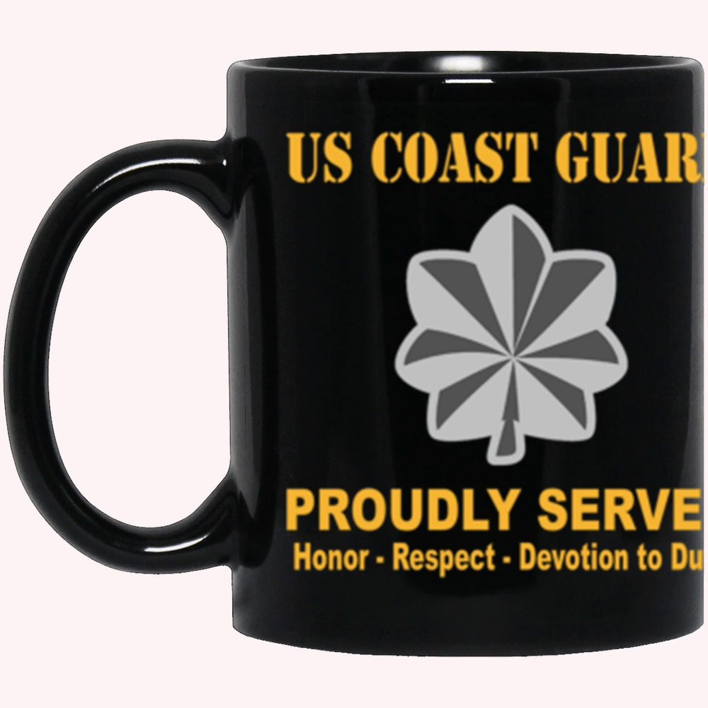 Veterans Mug, USCG O-5 Commander O5 CDR Senior Officer Ranks Proudly Served Core Values Black Mug
