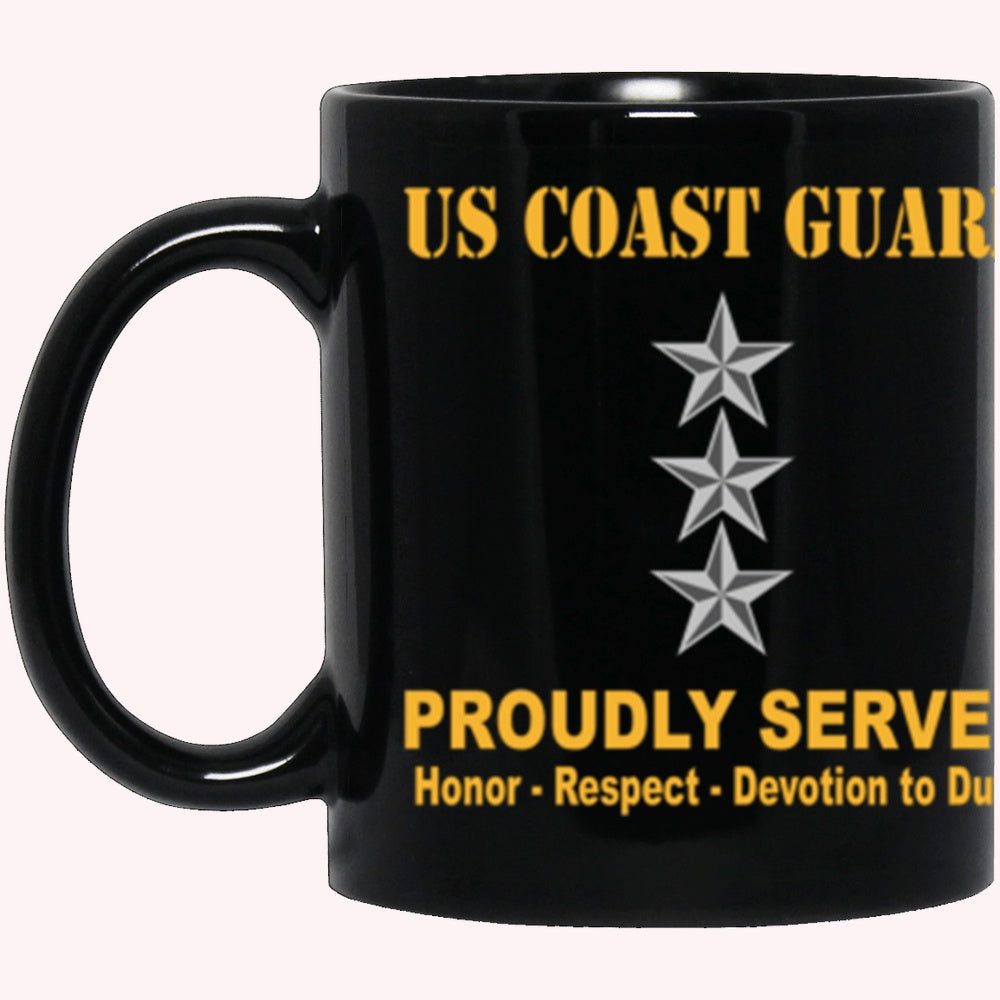 Veterans Mug, USCG O-9 Vice Admiral O9 VADM Flag Officer Ranks Proudly Served Core Values Black Mug